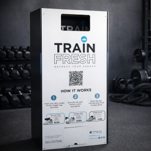 Train Fresh drop station box positioned inside a professional gym.